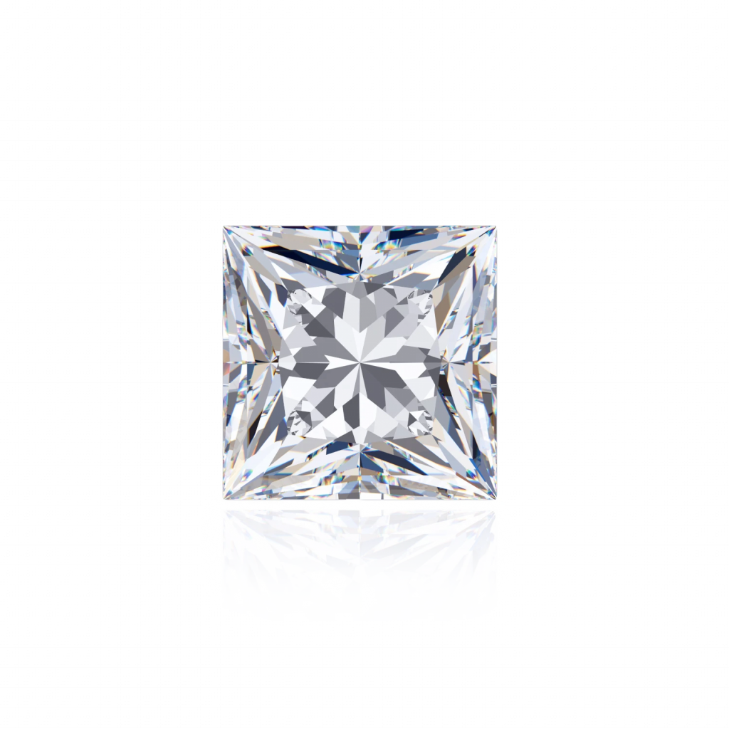 Viereckig geschliffener Diamant im Prinzessschliff (engl. Princess Cut)
